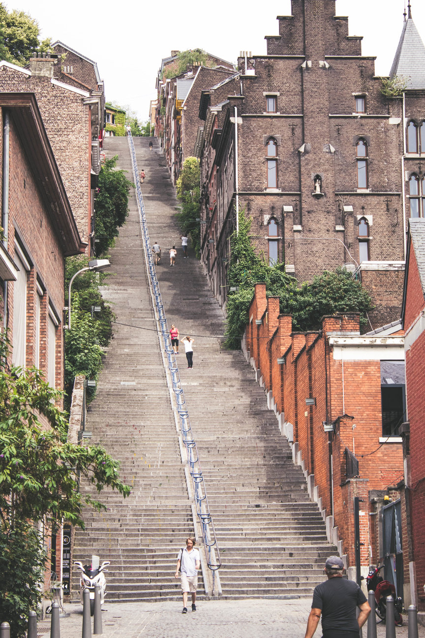 374 steps of the Montagne de Bueren, Liège, Belgium