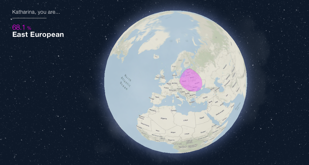 Online results of MyHeritage DNA test